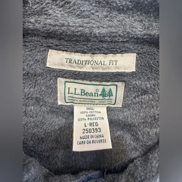 L.L. Bean Mens Fleece-Lined Flannel Shirt Jacket Size Large Traditional Fit Blue - Picture 4 of 10